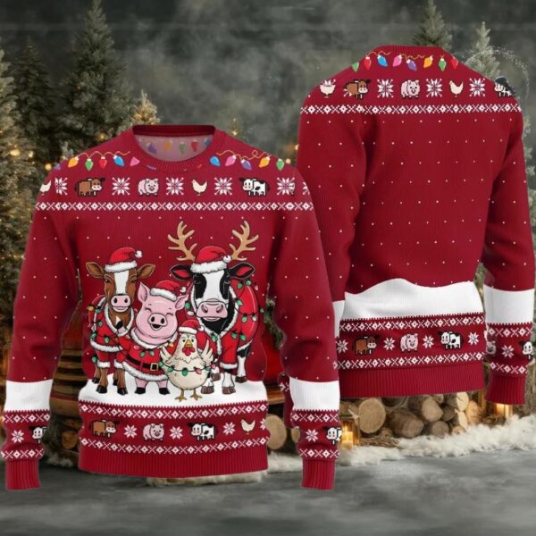 Funny Farm Animal Holiday Ugly Sweater 2025 Christmas