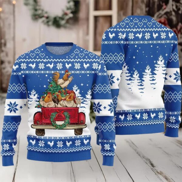 Funny Festive Chicken Ugly Sweater 2025 Christmas