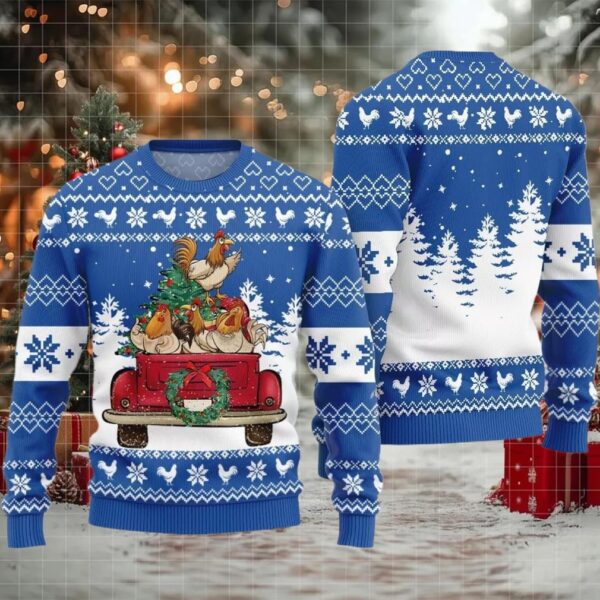 Funny Festive Chicken Ugly Sweater 2025 Christmas