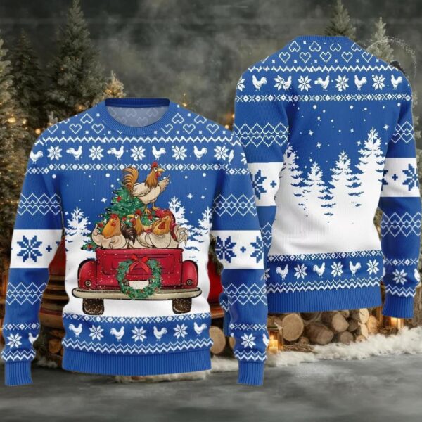 Funny Festive Chicken Ugly Sweater 2025 Christmas