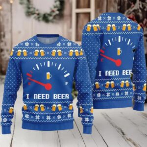 Funny I Need Beer Ugly Sweater 2025 Christmas