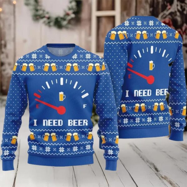 Funny I Need Beer Ugly Sweater 2025 Christmas
