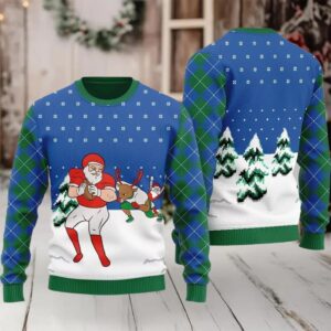 Funny Santa Football Ugly Sweater 2025 Christmas