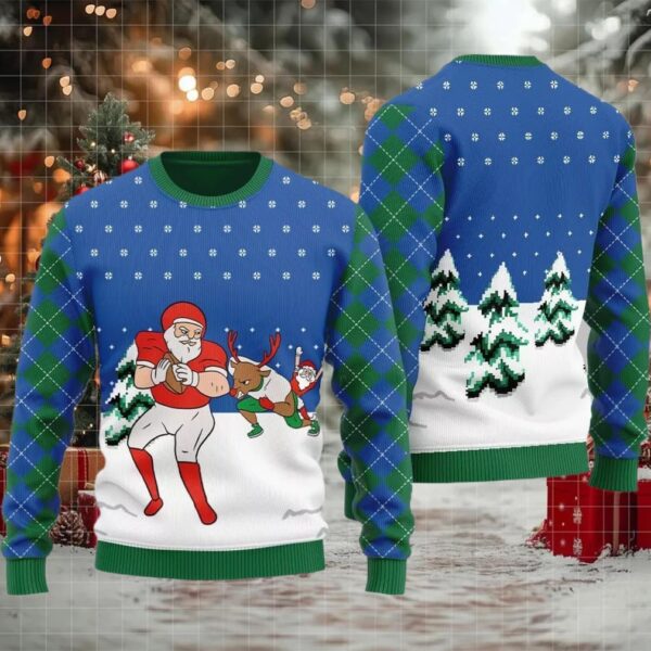Funny Santa Football Ugly Sweater 2025 Christmas