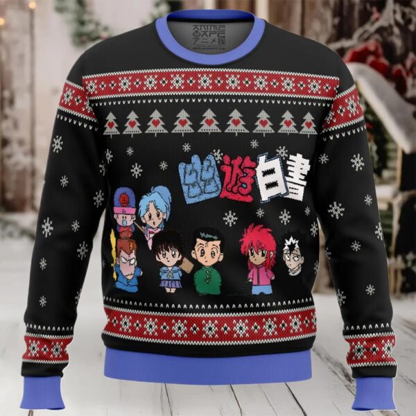 Ghost Fighter YuYu Hakusho Chibis Ugly Christmas Sweater