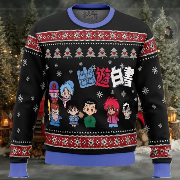 Ghost Fighter YuYu Hakusho Chibis Ugly Christmas Sweater