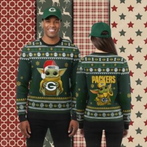 Green Bay Packers Baby Yoda Ladies Christmas Ugly Sweater