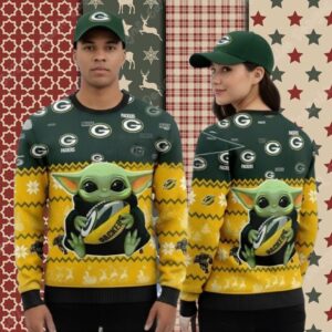 Green Bay Packers Baby Yoda Yellow Womens Christmas Ugly Sweater