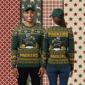 Green Bay Packers Boba Fett Baby Yoda Cool Christmas Ugly Sweater