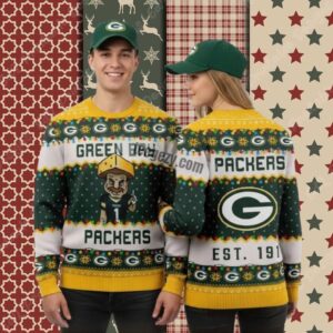 Green Bay Packers Cheesehead Vintage Christmas Ugly Sweater