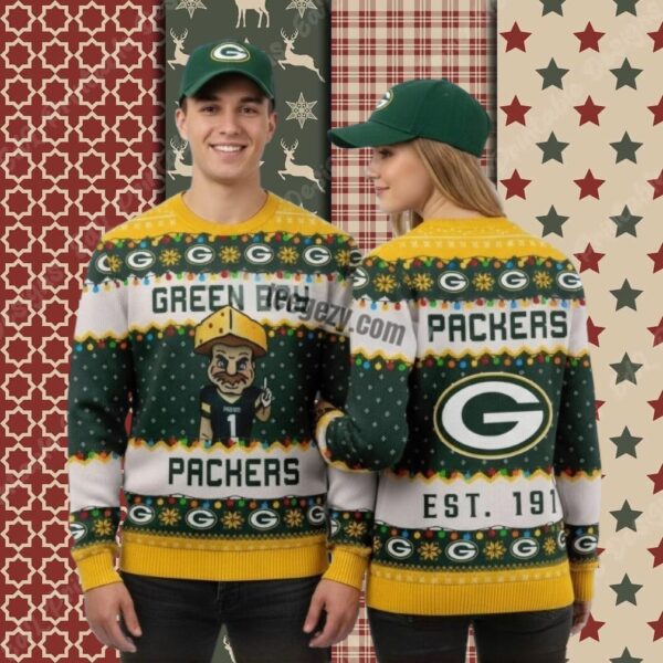 Green Bay Packers Cheesehead Vintage Christmas Ugly Sweater