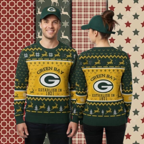 Green Bay Packers Fans Style Yellow Best Christmas Ugly Sweater