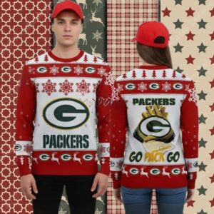 Green Bay Packers Go Pack Go Red Cute Christmas Ugly Sweater
