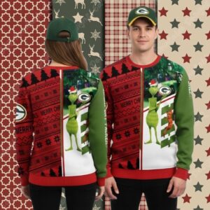 Green Bay Packers Grinch And Dog Max Xmas Party Ugly Sweater