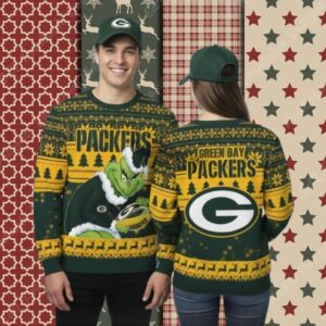 Green Bay Packers Grinch Stole Ball Yellow Cheap Christmas Ugly Sweater