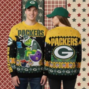 Green Bay Packers Grinch Viking Mens Christmas Ugly Sweater