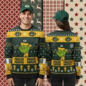Green Bay Packers Grinch Xmas Yellow Funny Christmas Ugly Sweater