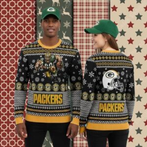 Green Bay Packers Mascot Yellow Womens Christmas Ugly Sweater