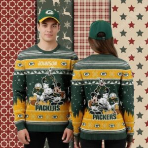 Green Bay Packers Personalized Disney Characters Vintage Christmas Ugly Sweater