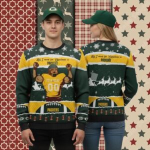 Green Bay Packers Personalized Player Yellow Funny Christmas Ugly Sweater