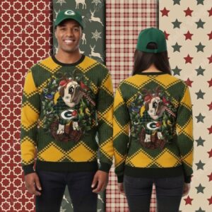 Green Bay Packers Pug Dog Yellow Mens Christmas Ugly Sweater