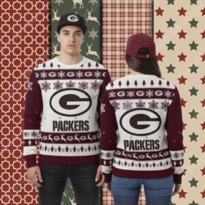 Green Bay Packers Reindeer Pattern Xmas Party Ugly Sweater