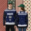Detroit Lions Skull Blue Ladies Christmas Ugly Sweater