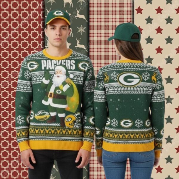 Green Bay Packers Santa Claus Bring Gifts Best Christmas Ugly Sweater