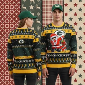 Green Bay Packers Santa Claus Dance Xmas Party Ugly Sweater