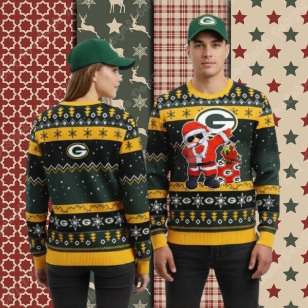Green Bay Packers Santa Claus Dance Xmas Party Ugly Sweater
