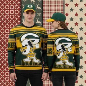 Green Bay Packers Snoopy Dancing Funny Christmas Ugly Sweater