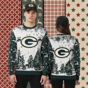 Green Bay Packers Xmas Bell White Couples Christmas Ugly Sweater