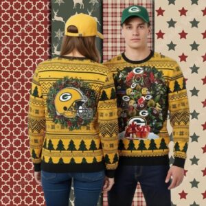 Green Bay Packers Xmas Tree Yellow Ladies Christmas Ugly Sweater