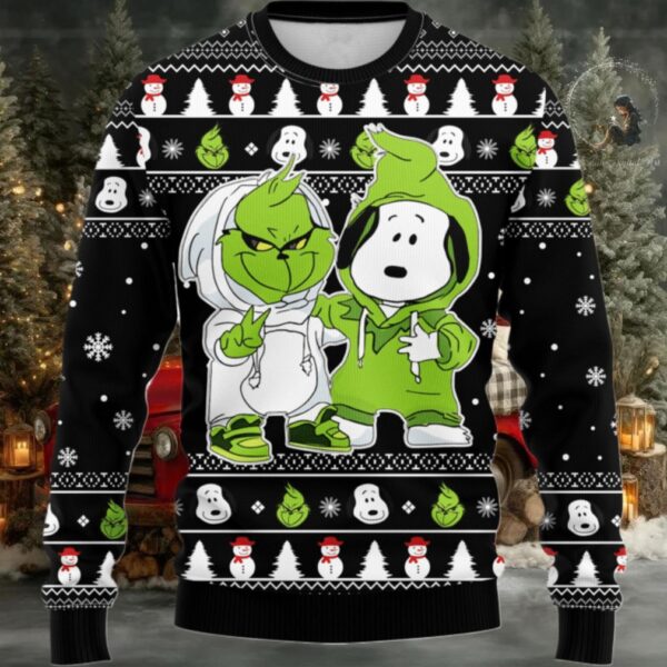 Grinch And Snoopy Ugly Sweater Gifts, Snoopy Gift Fan Ugly Sweater Moderntees