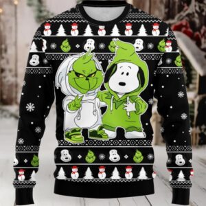 Grinch And Snoopy Ugly Sweater Gifts, Snoopy Gift Fan Ugly Sweater Moderntees