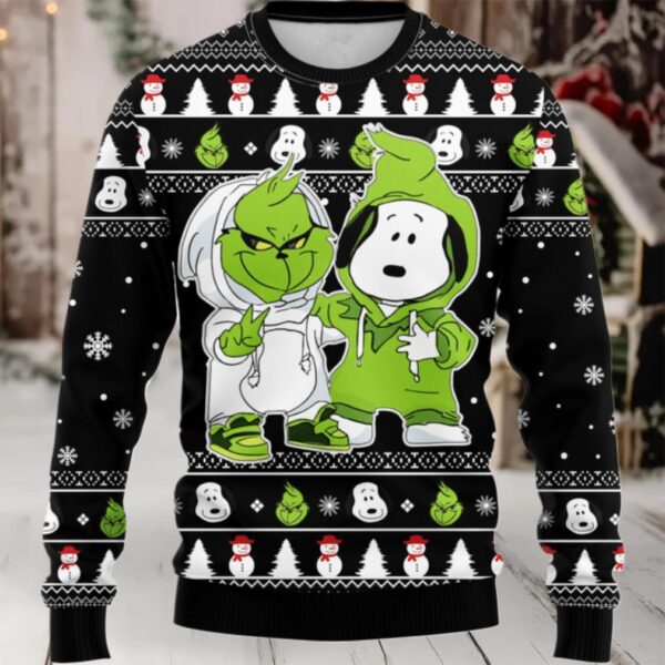 Grinch And Snoopy Ugly Sweater Gifts, Snoopy Gift Fan Ugly Sweater Moderntees