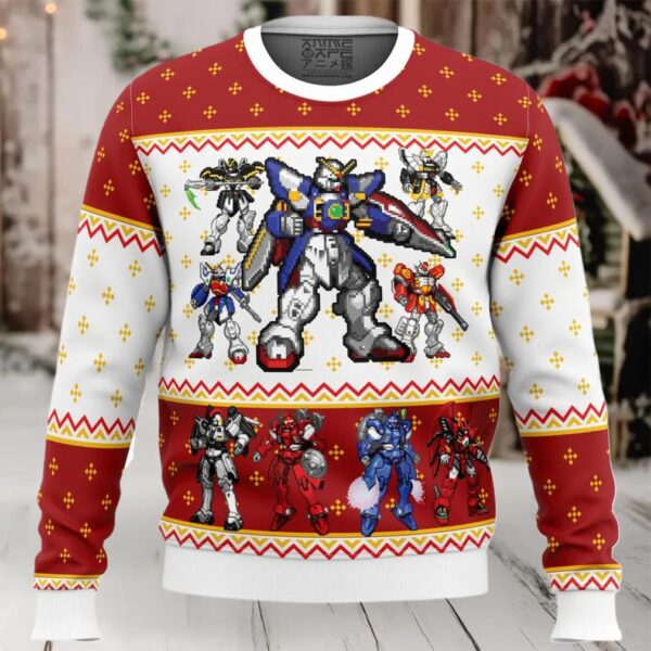 Gundam Wing Sprites Ugly Christmas Sweater