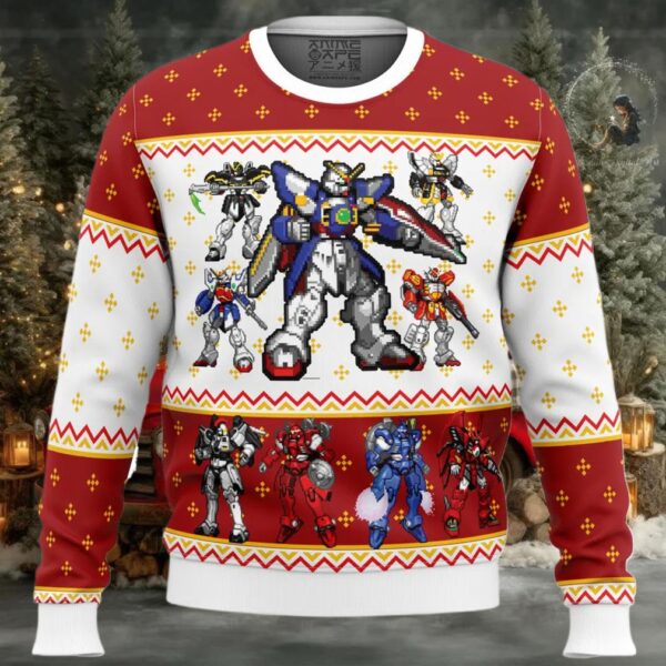 Gundam Wing Sprites Ugly Christmas Sweater