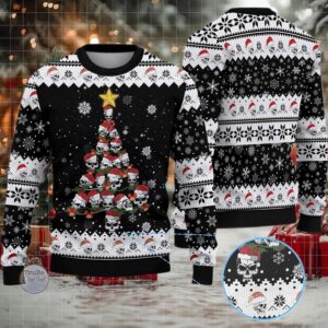 2025 Skull Pine Tree Ugly Christmas Sweater