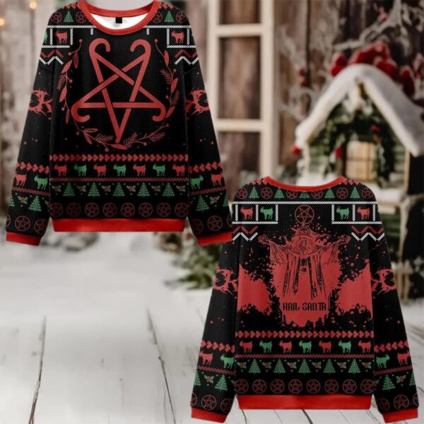 Hail Santa Occult Ugly Sweater 2025 Christmas