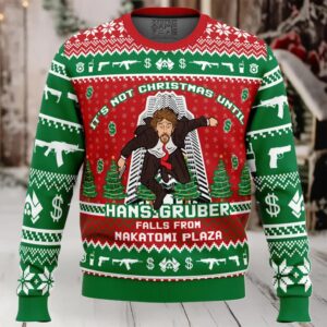 Hans Gruber Fall Nakatomi Plaza Die Hard Ugly Christmas Sweater
