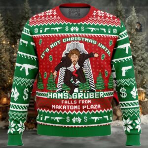 Hans Gruber Fall Nakatomi Plaza Die Hard Ugly Christmas Sweater