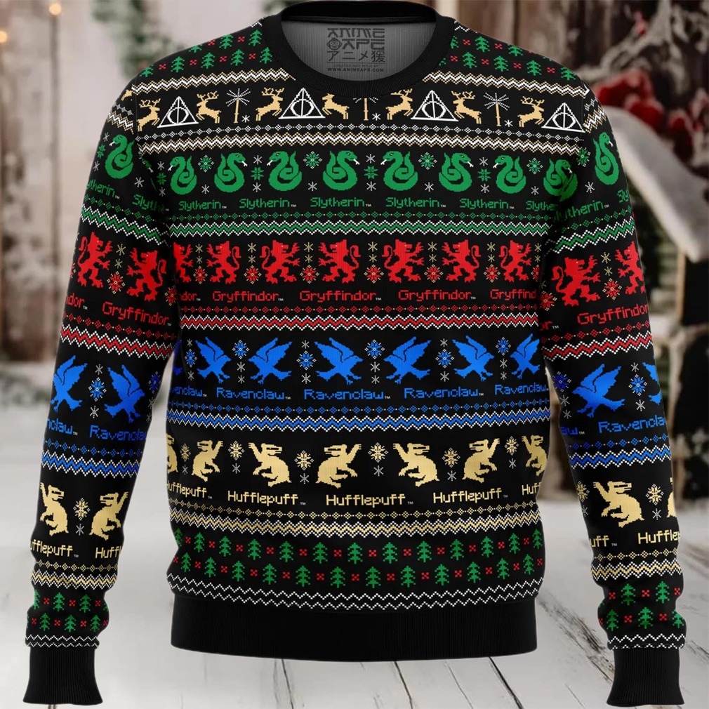 Harry Potter Hogwarts Houses Ugly Christmas Sweater Harry Potter Hogwarts Houses Ugly Christmas Sweater