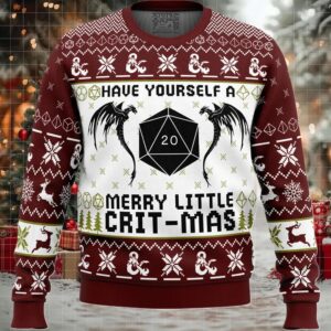 Have Yourself A Merry Little Crit Mas Dungeons and Dragons Ugly Christmas Sweater