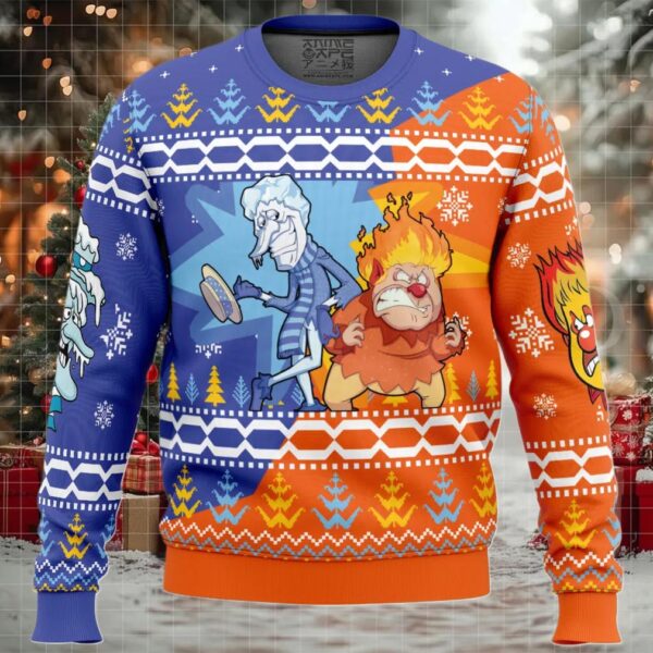 Heat and Snow Miser The Year Without a Santa Claus Ugly Christmas Sweater