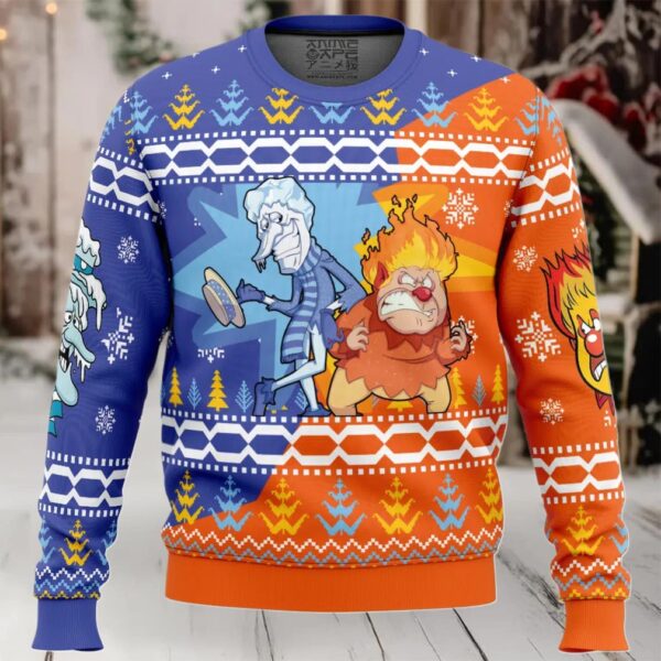 Heat and Snow Miser The Year Without a Santa Claus Ugly Christmas Sweater