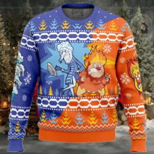 Heat and Snow Miser The Year Without a Santa Claus Ugly Christmas Sweater
