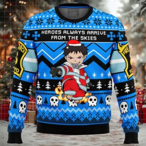 Heroes Always Arrive Fire Force Ugly Christmas Sweater