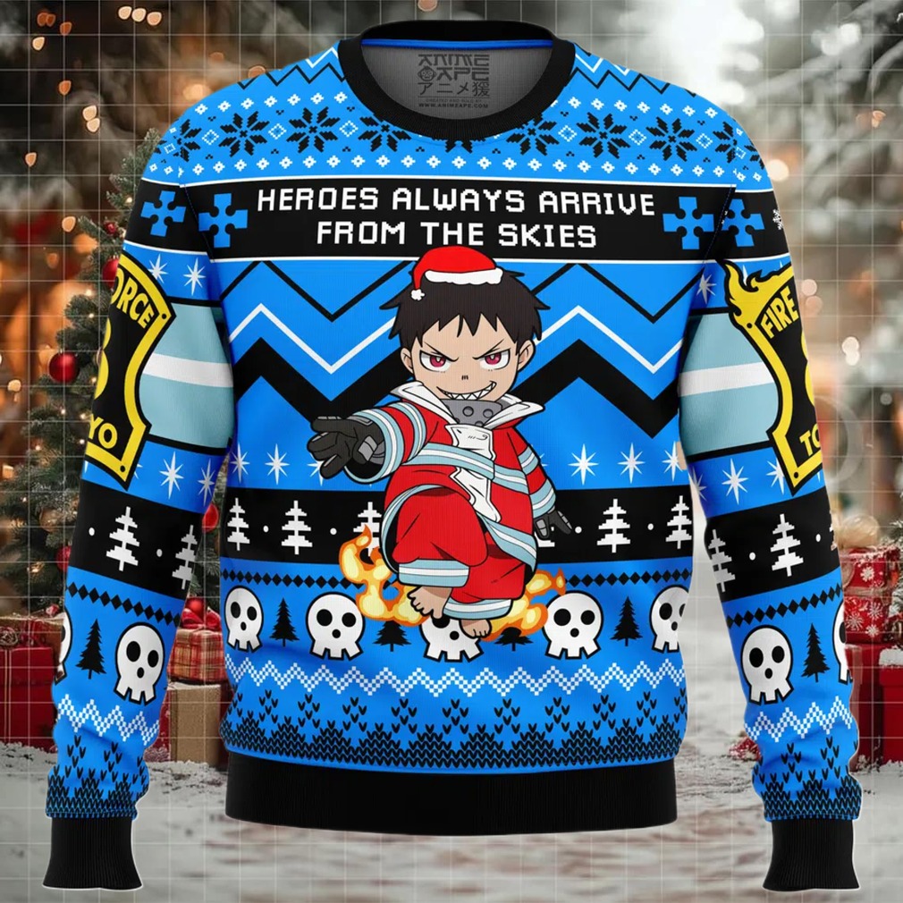 Heroes Always Arrive Fire Force Ugly Christmas Sweater Image 1