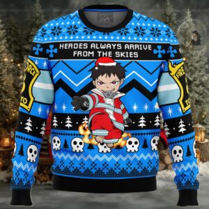 Heroes Always Arrive Fire Force Ugly Christmas Sweater